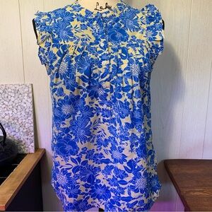 J.Crew Sleeveless Ruffle-trim Top in Floral Bouquet